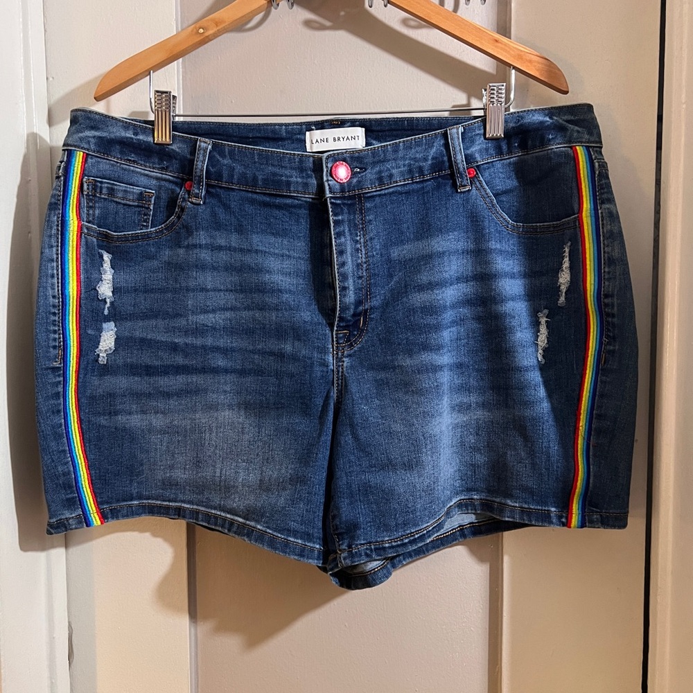 Lane Bryant Denim Shorts with Rainbow Accents